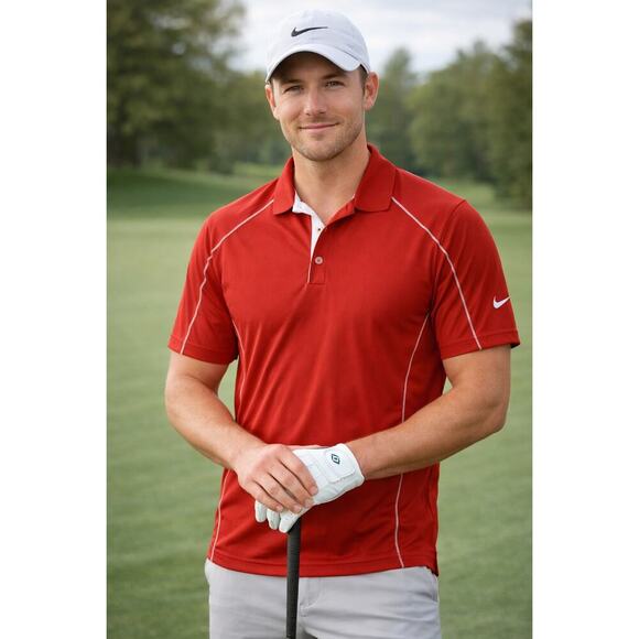 Nike Other - Nike Golf Polo Shirt Tour Performance Dri-Fit Red White Stretch Men's Sz M
